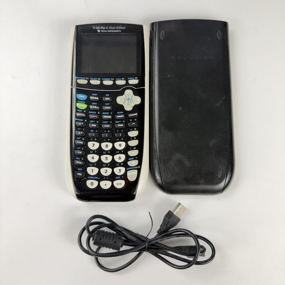 Texas Instruments TI-84 Plus C Silver Graphing Calculator W/ Cover Cable TESTED